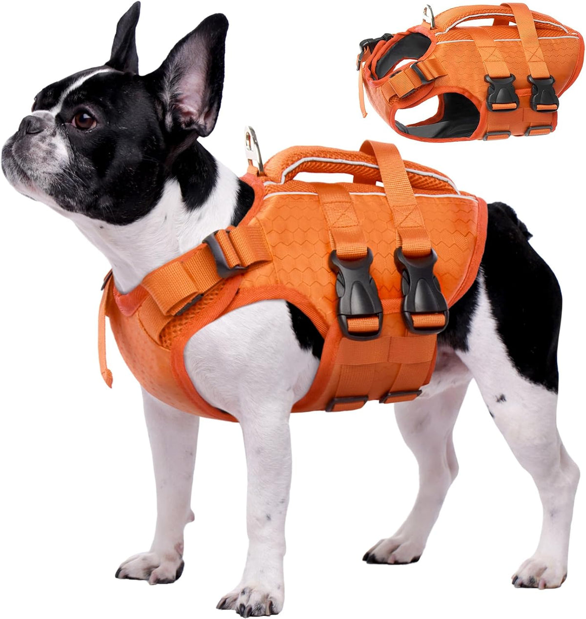 Dog Life Jacket, High Flotation Reflective Dog Life Vest, Orange, XL