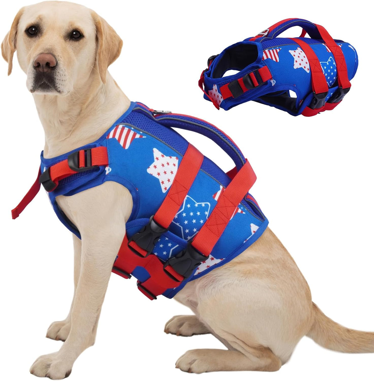 Dog Life Jacket, High Flotation Reflective Dog Life Vest, Orange, XL