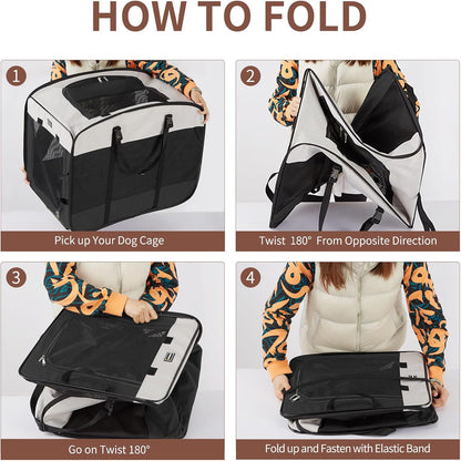 Dog Kennels and Crates for Medium Dogs, Portable Pop Up Indoor Pet Cage with Sturdy Wire Frame, Collapsible Travel Crate Soft Sided Cat Bag Escape Proof (Brown, 28.0" L x 18.0" W x 22.0" H)