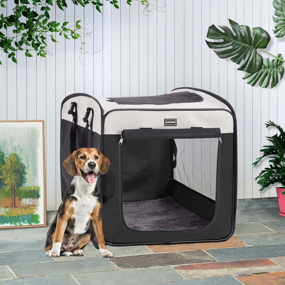 Dog Kennels and Crates for Medium Dogs, Portable Pop Up Indoor Pet Cage with Sturdy Wire Frame, Collapsible Travel Crate Soft Sided Cat Bag Escape Proof (Brown, 28.0" L x 18.0" W x 22.0" H)