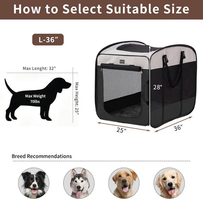 Dog Kennels and Crates for Medium Dogs, Portable Pop Up Indoor Pet Cage with Sturdy Wire Frame, Collapsible Travel Crate Soft Sided Cat Bag Escape Proof (Brown, 28.0" L x 18.0" W x 22.0" H)