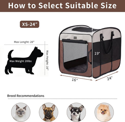 Dog Kennels and Crates for Medium Dogs, Portable Pop Up Indoor Pet Cage with Sturdy Wire Frame, Collapsible Travel Crate Soft Sided Cat Bag Escape Proof (Brown, 28.0" L x 18.0" W x 22.0" H)