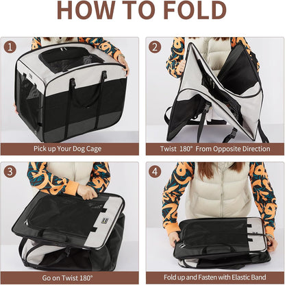 Dog Kennels and Crates for Medium Dogs, Portable Pop Up Indoor Pet Cage with Sturdy Wire Frame, Collapsible Travel Crate Soft Sided Cat Bag Escape Proof (Brown, 28.0" L x 18.0" W x 22.0" H)