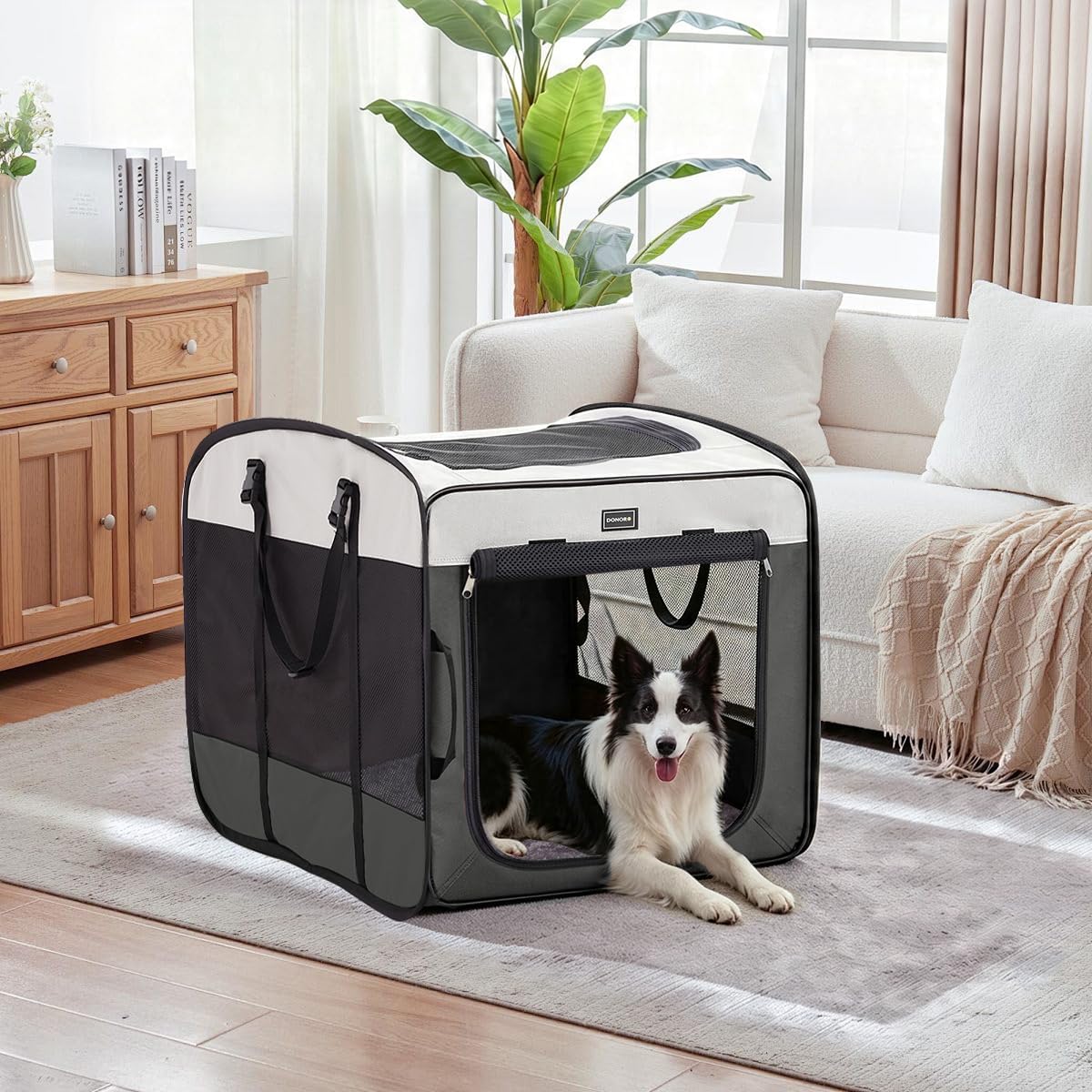 Dog Kennels and Crates for Medium Dogs, Portable Pop Up Indoor Pet Cage with Sturdy Wire Frame, Collapsible Travel Crate Soft Sided Cat Bag Escape Proof (Brown, 28.0" L x 18.0" W x 22.0" H)