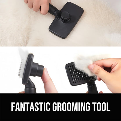 Self Cleaning Slicker Brush for Dogs& Cats, Skin Friendly Grooming Brush for Shedding Long&Short Haired Dogs& Cats, Deshedding Pet Supplies Accessories, Green