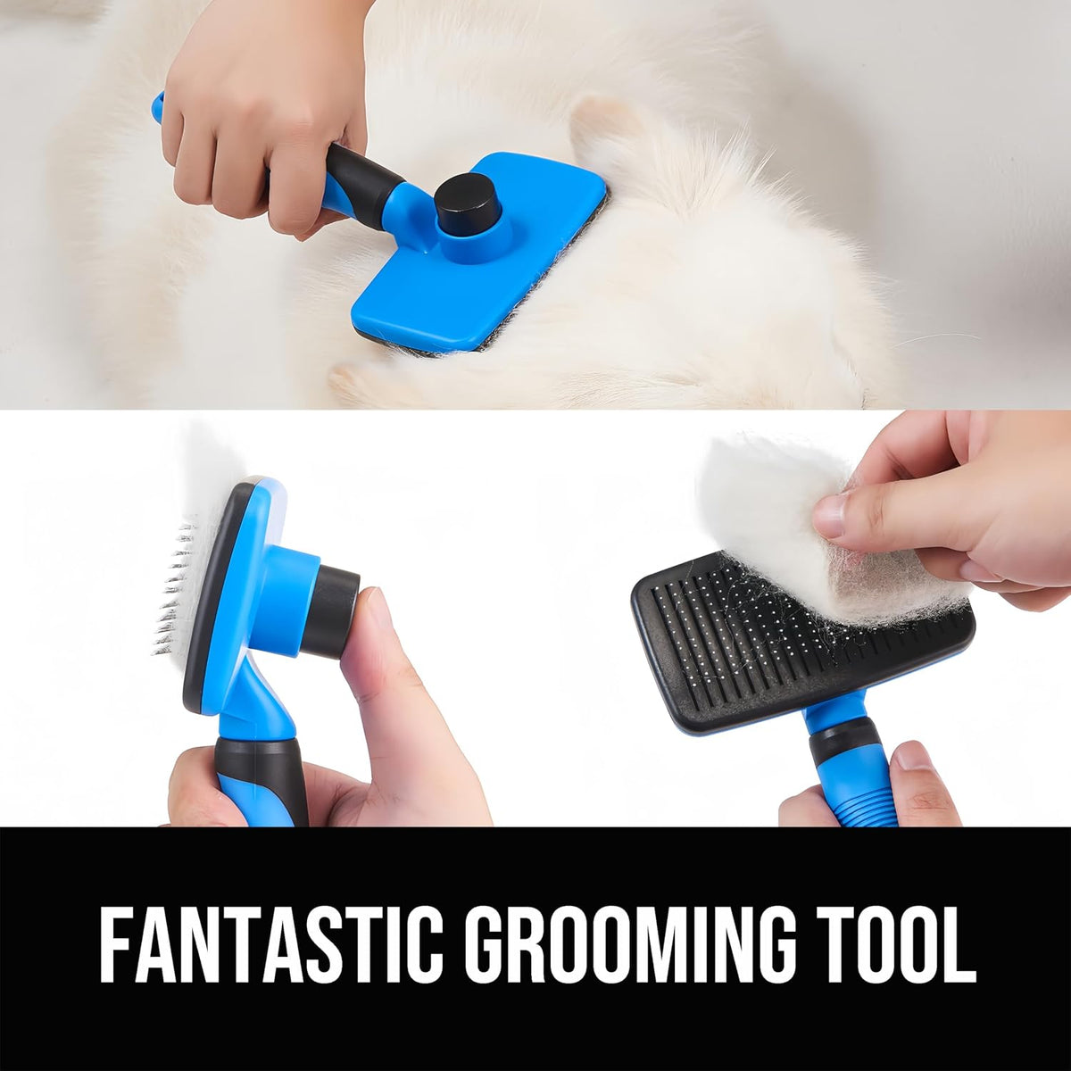 Self Cleaning Slicker Brush for Dogs& Cats, Skin Friendly Grooming Brush for Shedding Long&Short Haired Dogs& Cats, Deshedding Pet Supplies Accessories, Green