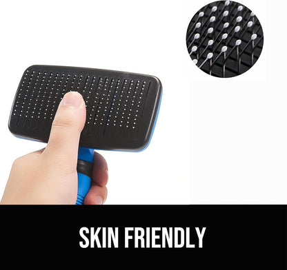 Self Cleaning Slicker Brush for Dogs& Cats, Skin Friendly Grooming Brush for Shedding Long&Short Haired Dogs& Cats, Deshedding Pet Supplies Accessories, Green