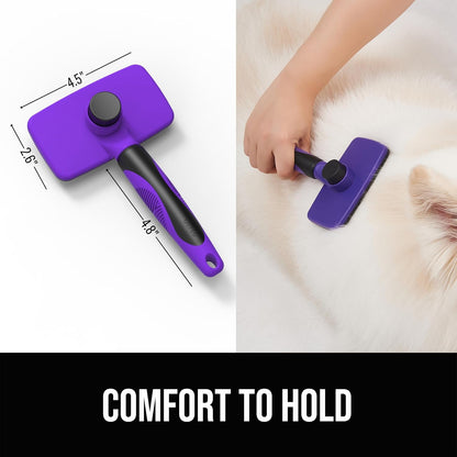 Self Cleaning Slicker Brush for Dogs& Cats, Skin Friendly Grooming Brush for Shedding Long&Short Haired Dogs& Cats, Deshedding Pet Supplies Accessories, Green