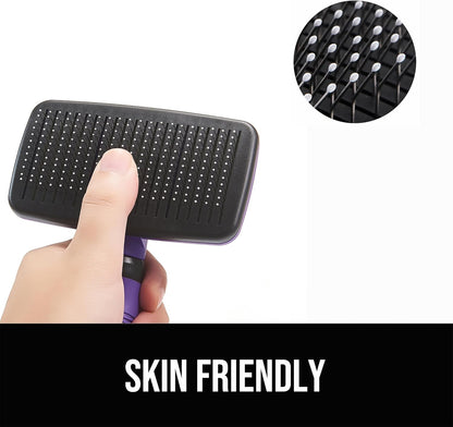 Self Cleaning Slicker Brush for Dogs& Cats, Skin Friendly Grooming Brush for Shedding Long&Short Haired Dogs& Cats, Deshedding Pet Supplies Accessories, Green