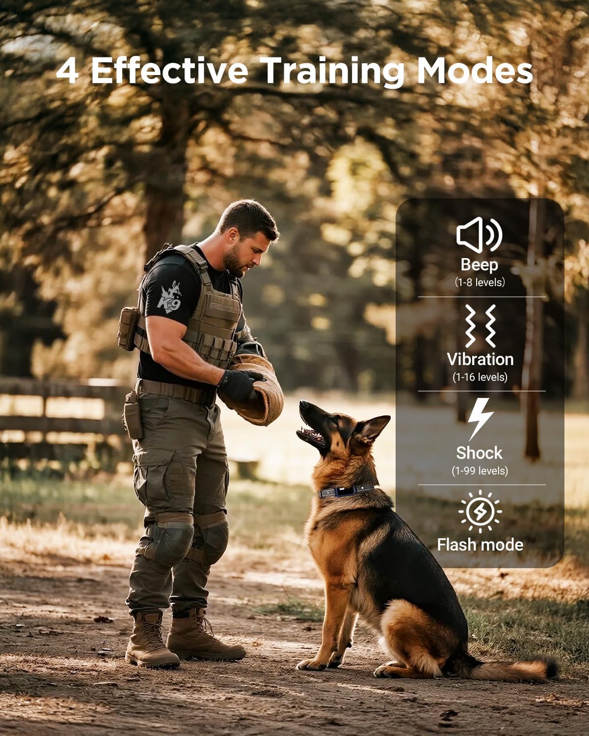 Military Dog Shock Collar - 4200ft Dog Training Collar with Remote, 4 Training Modes, Flashlight & Strobe, 3-Month Battery, IP67 Waterproof Dog E Collar for All Breeds 5-150lbs (Dark Blue)