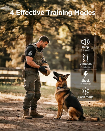 Military Dog Shock Collar - 4200ft Dog Training Collar with Remote, 4 Training Modes, Flashlight & Strobe, 3-Month Battery, IP67 Waterproof Dog E Collar for All Breeds 5-150lbs (Dark Blue)
