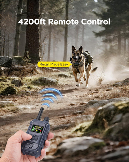 Military Dog Shock Collar - 4200ft Dog Training Collar with Remote, 4 Training Modes, Flashlight & Strobe, 3-Month Battery, IP67 Waterproof Dog E Collar for All Breeds 5-150lbs (Dark Blue)