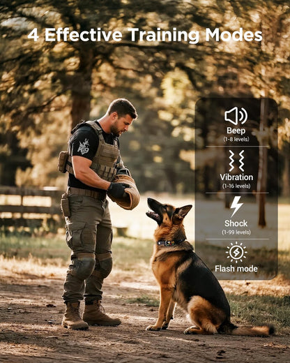 Military Dog Shock Collar - 4200ft Dog Training Collar with Remote, 4 Training Modes, Flashlight & Strobe, 3-Month Battery, IP67 Waterproof Dog E Collar for All Breeds 5-150lbs (Dark Blue)