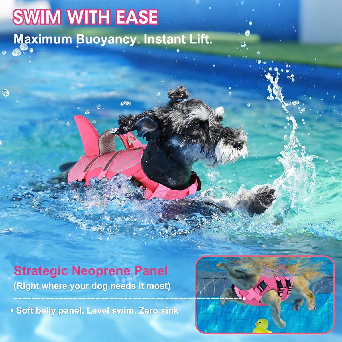 Dog Life Jacket Shark, Neoprene Harness Dog Life Vest with Lift Handle, Reflective Adjustable Pet Swim Float Vest for Small Medium Large Dogs - Blue, L