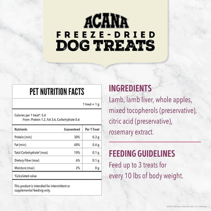Freeze Dried Dog Treats Limited Ingredient Lamb & Apple 1.25oz Bag