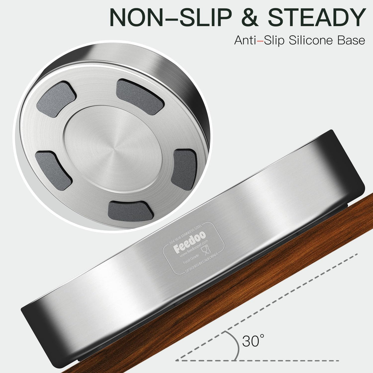 Feedoo Slow Feeder Dog Bowl 4-Cup, Double-Wall Stainless Steel, 2-Pack