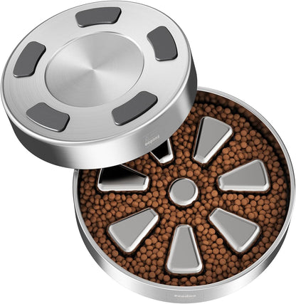 Feedoo Slow Feeder Dog Bowl 4-Cup, Double-Wall Stainless Steel, 2-Pack