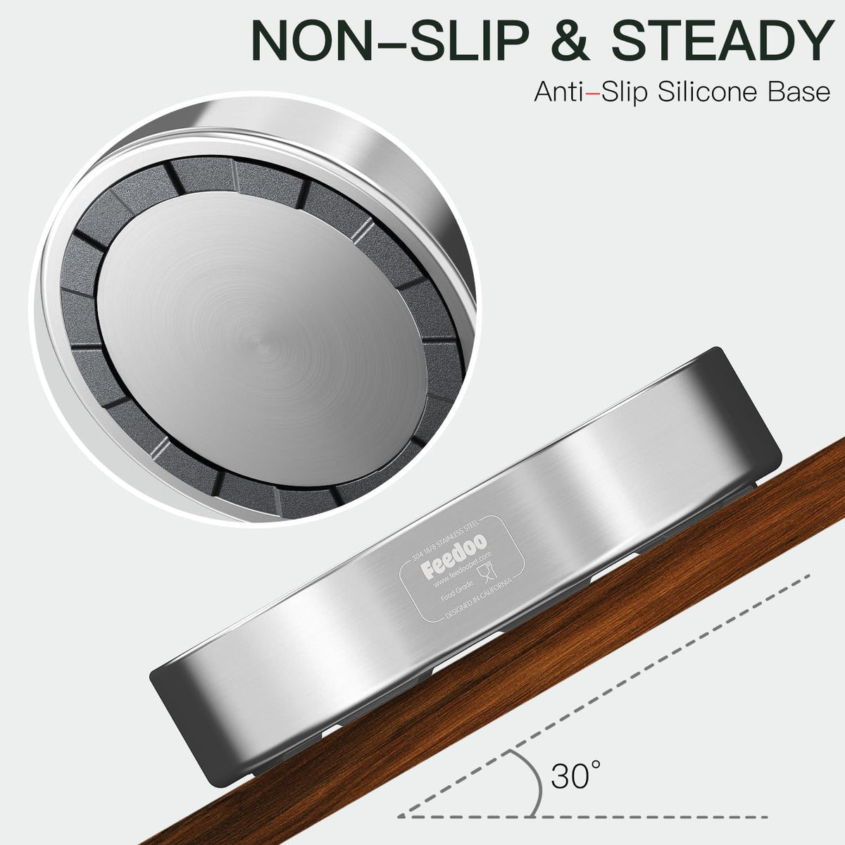 Feedoo Slow Feeder Dog Bowl 4-Cup, Double-Wall Stainless Steel, 2-Pack