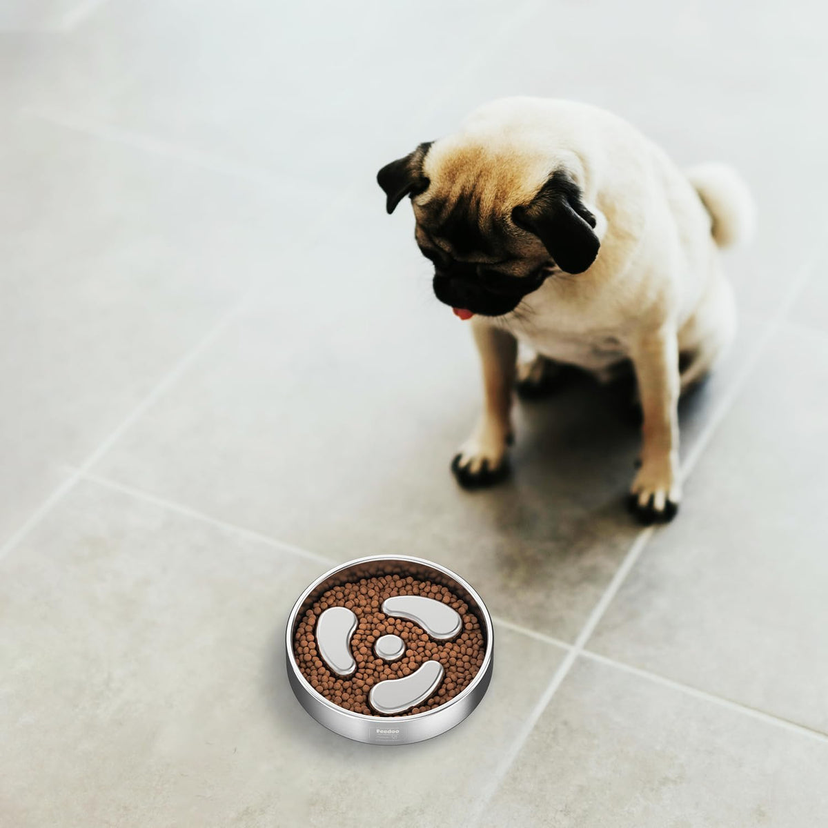 Feedoo Slow Feeder Dog Bowl 4-Cup, Double-Wall Stainless Steel, 2-Pack