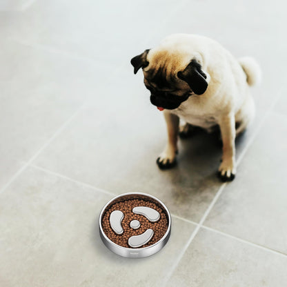 Feedoo Slow Feeder Dog Bowl 4-Cup, Double-Wall Stainless Steel, 2-Pack