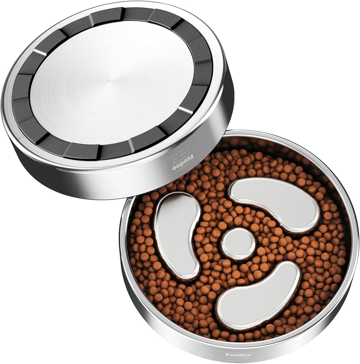 Feedoo Slow Feeder Dog Bowl 4-Cup, Double-Wall Stainless Steel, 2-Pack