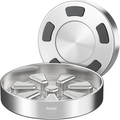 Feedoo Slow Feeder Dog Bowl 4-Cup, Double-Wall Stainless Steel, 2-Pack
