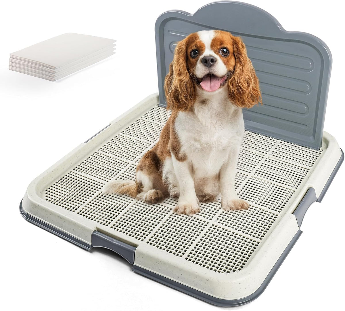 Dog Pee Pad Holder Tray with Splash Guard, 23.6" Large Puppy Potty Training Pad Tray, Puppy Litter Box with High-Wall, Indoor Pet Toilet for Small to Medium Sized Dogs