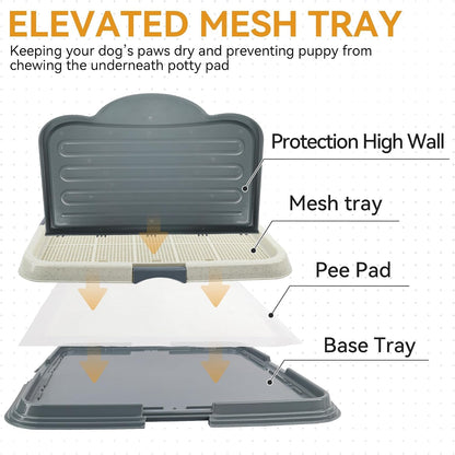 Dog Pee Pad Holder Tray with Splash Guard, 23.6" Large Puppy Potty Training Pad Tray, Puppy Litter Box with High-Wall, Indoor Pet Toilet for Small to Medium Sized Dogs