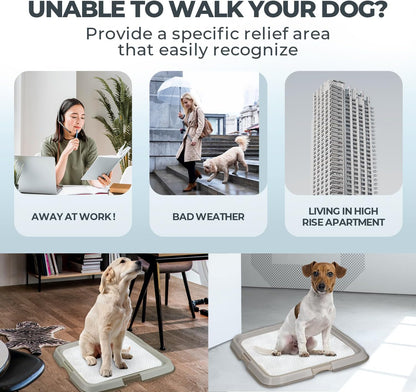 Dog Pee Pad Holder Tray with Splash Guard, 23.6" Large Puppy Potty Training Pad Tray, Puppy Litter Box with High-Wall, Indoor Pet Toilet for Small to Medium Sized Dogs