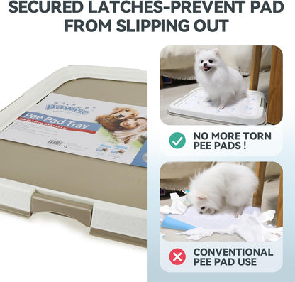 Dog Pee Pad Holder Tray with Splash Guard, 23.6" Large Puppy Potty Training Pad Tray, Puppy Litter Box with High-Wall, Indoor Pet Toilet for Small to Medium Sized Dogs