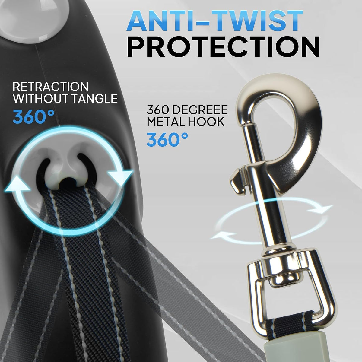 Upgraded Retractable Dog Leash for Large Dogs up to 50kg,8m Reflective Tape