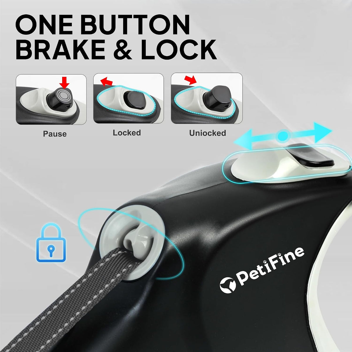 Upgraded Retractable Dog Leash for Large Dogs up to 50kg,8m Reflective Tape