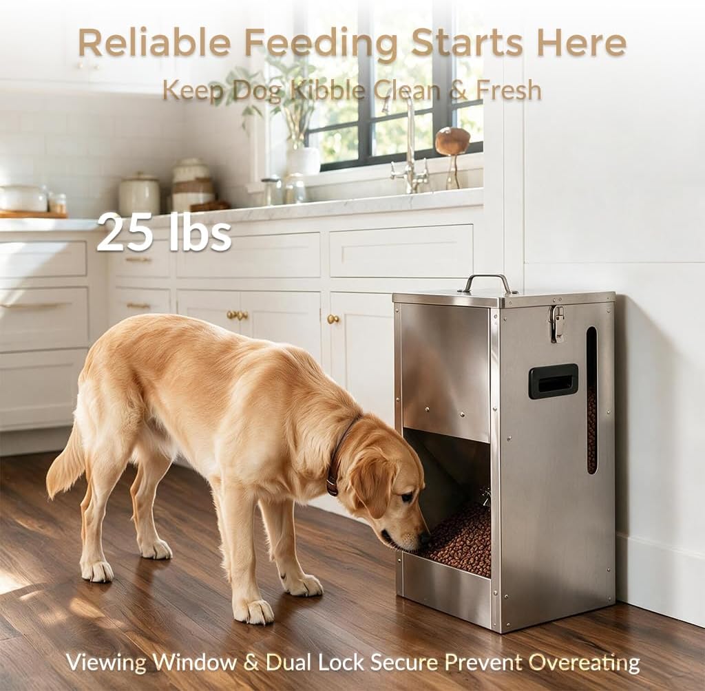 Automatic Dog Feeder Large Breed 25 Lbs,Elevated Dog Food Dispenser