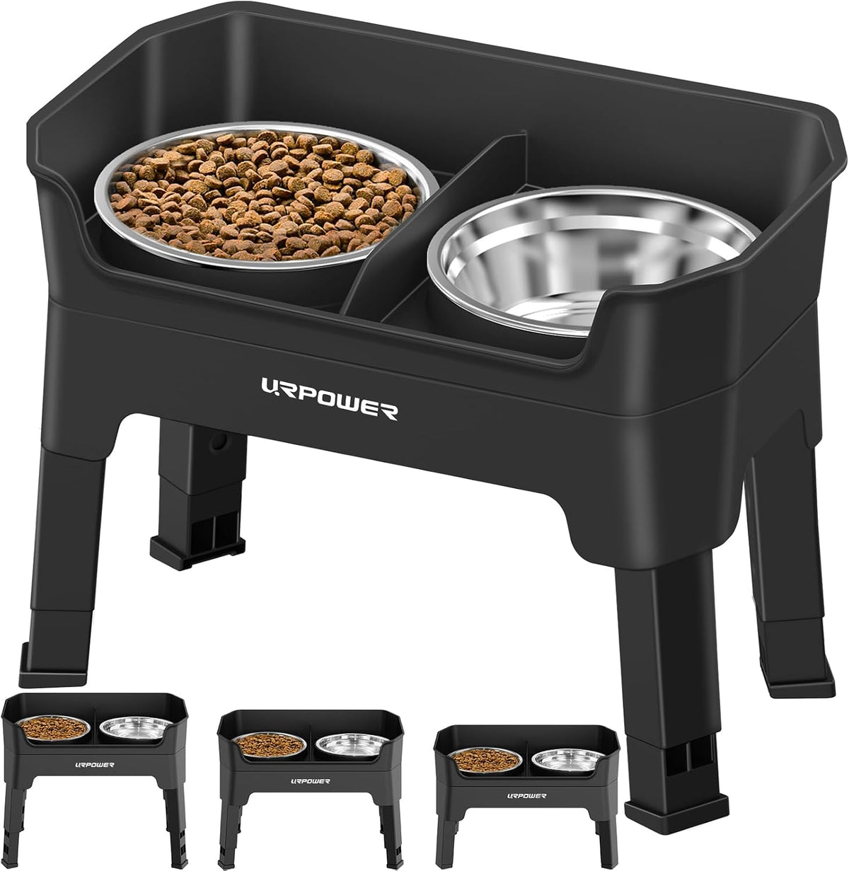 Mess Proof Elevated Dog Bowls, Splash Guard Raised Bowl Stand