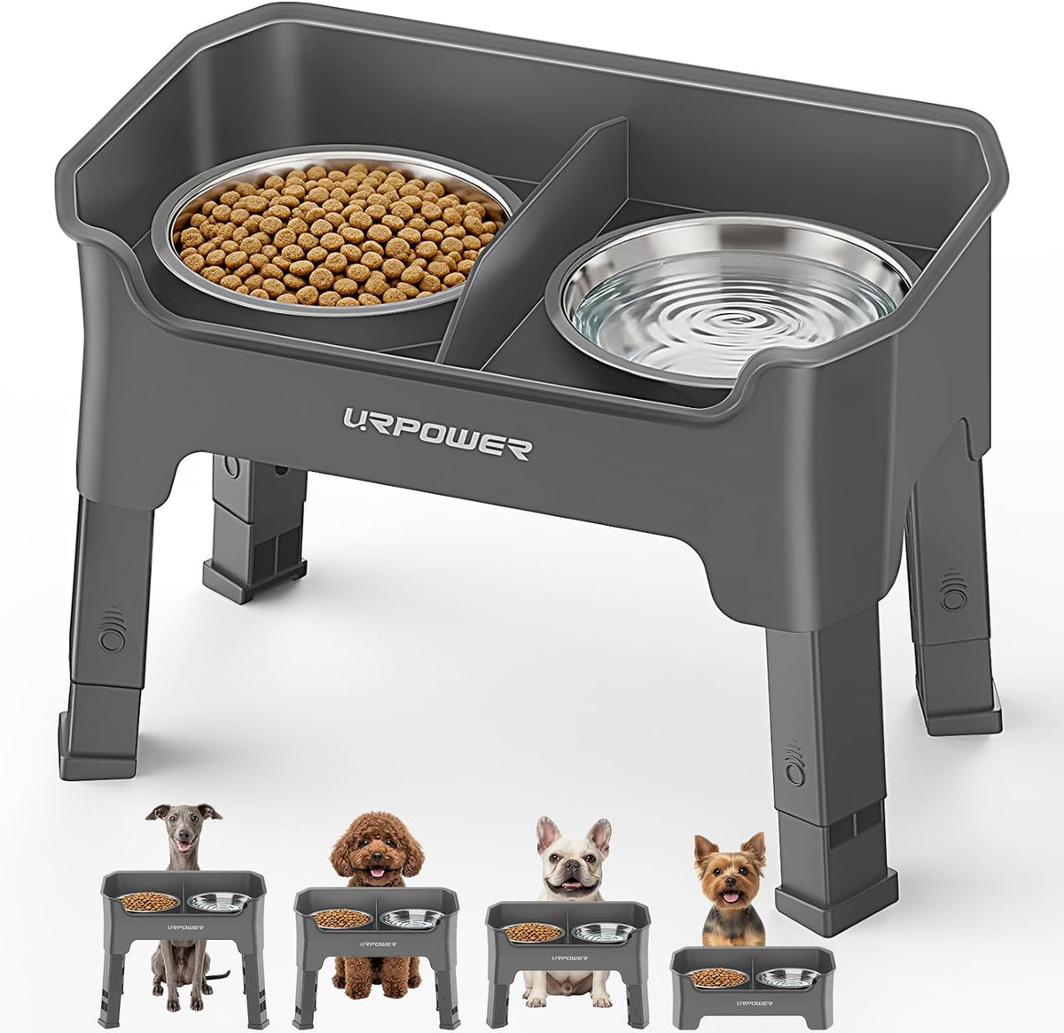 Mess Proof Elevated Dog Bowls, Splash Guard Raised Bowl Stand