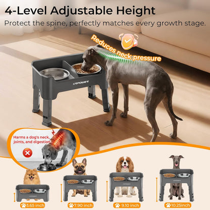 Mess Proof Elevated Dog Bowls, Splash Guard Raised Bowl Stand