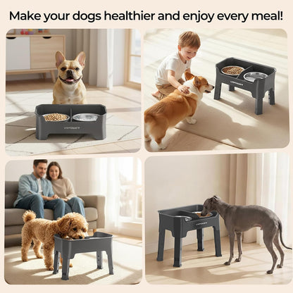 Mess Proof Elevated Dog Bowls, Splash Guard Raised Bowl Stand