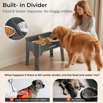 Mess Proof Elevated Dog Bowls, Splash Guard Raised Bowl Stand