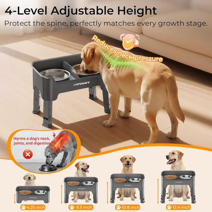 Mess Proof Elevated Dog Bowls, Splash Guard Raised Bowl Stand