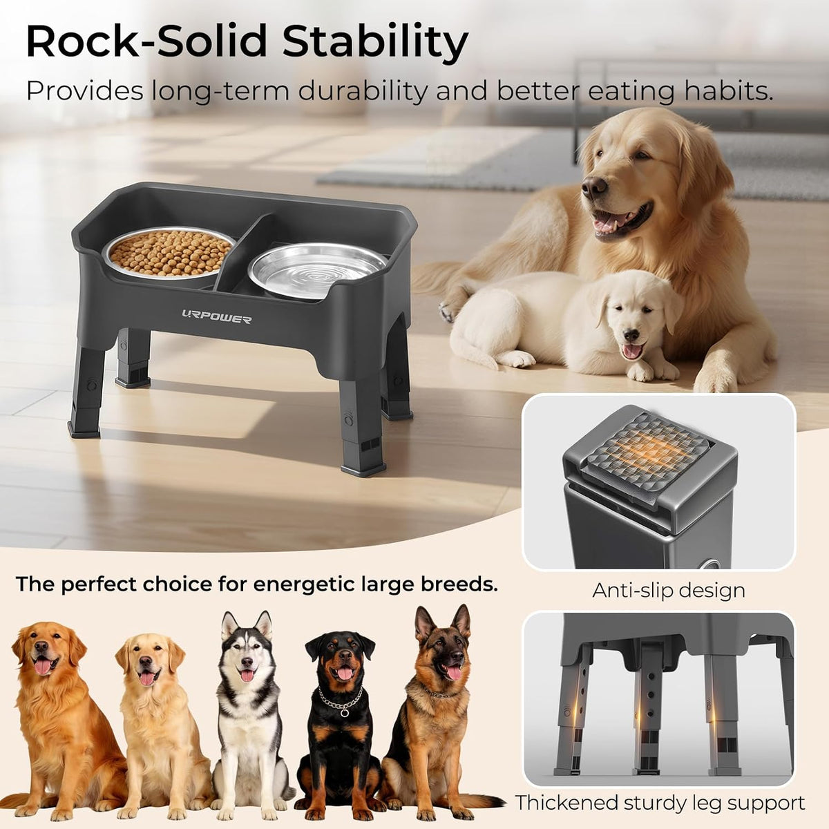 Mess Proof Elevated Dog Bowls, Splash Guard Raised Bowl Stand
