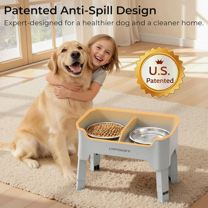 Mess Proof Elevated Dog Bowls, Splash Guard Raised Bowl Stand