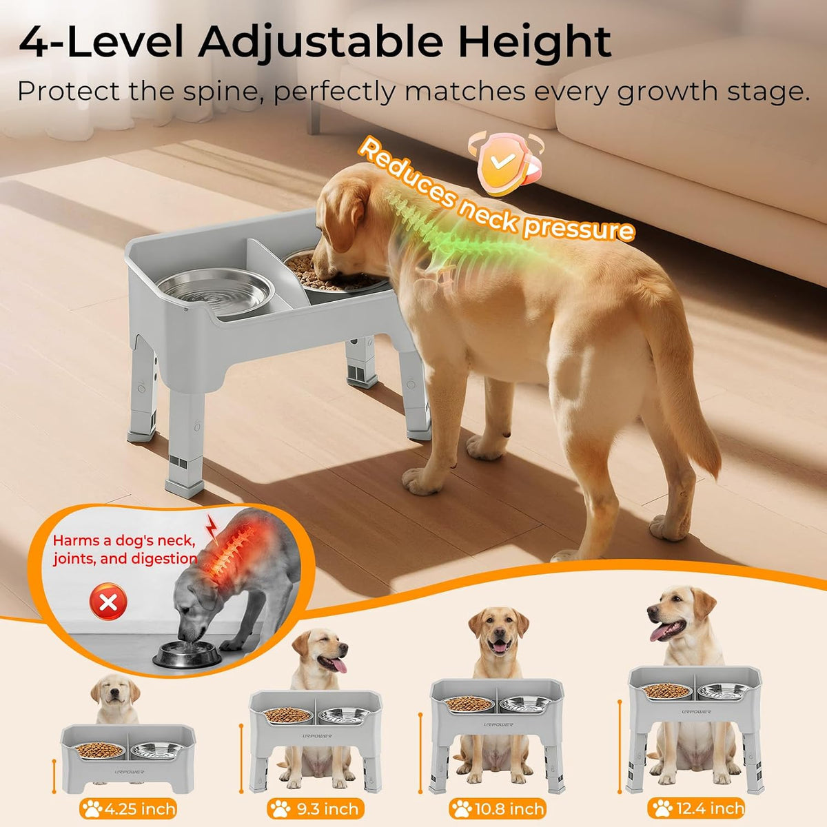 Mess Proof Elevated Dog Bowls, Splash Guard Raised Bowl Stand