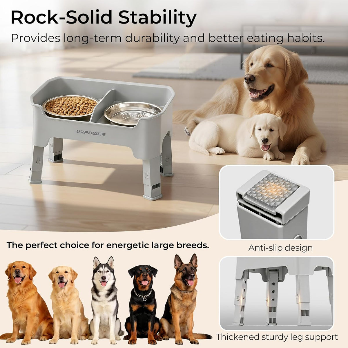 Mess Proof Elevated Dog Bowls, Splash Guard Raised Bowl Stand