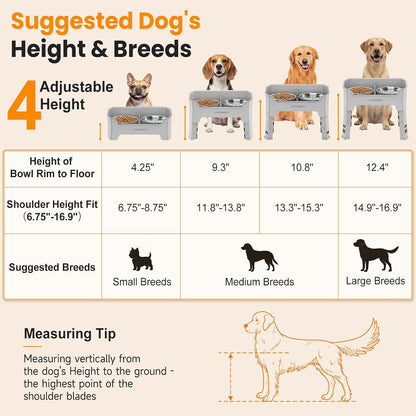 Mess Proof Elevated Dog Bowls, Splash Guard Raised Bowl Stand