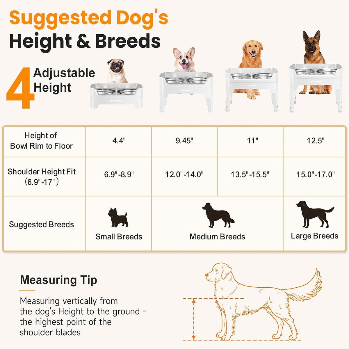 Mess Proof Elevated Dog Bowls, Splash Guard Raised Bowl Stand