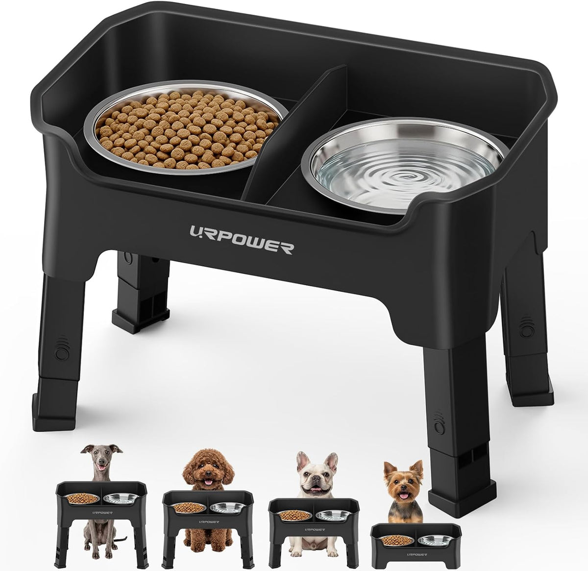Mess Proof Elevated Dog Bowls, Splash Guard Raised Bowl Stand