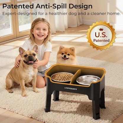 Mess Proof Elevated Dog Bowls, Splash Guard Raised Bowl Stand
