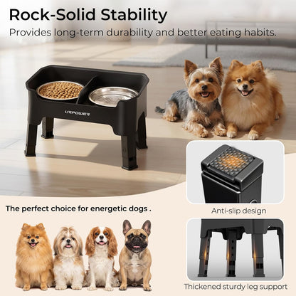 Mess Proof Elevated Dog Bowls, Splash Guard Raised Bowl Stand