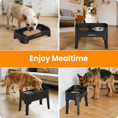 Mess Proof Elevated Dog Bowls, Splash Guard Raised Bowl Stand