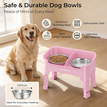 Mess Proof Elevated Dog Bowls, Splash Guard Raised Bowl Stand